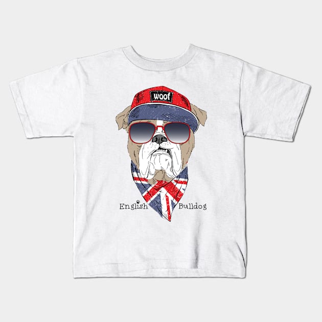 English Bulldog Kids T-Shirt by Mako Design 